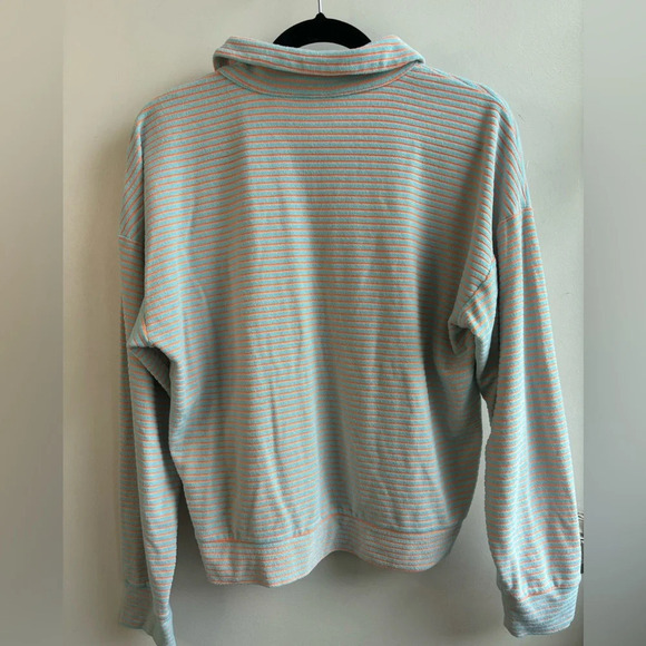 Peloton Turquoise and Orange Striped Terry Cloth 1/2 Zip - Picture 5 of 5
